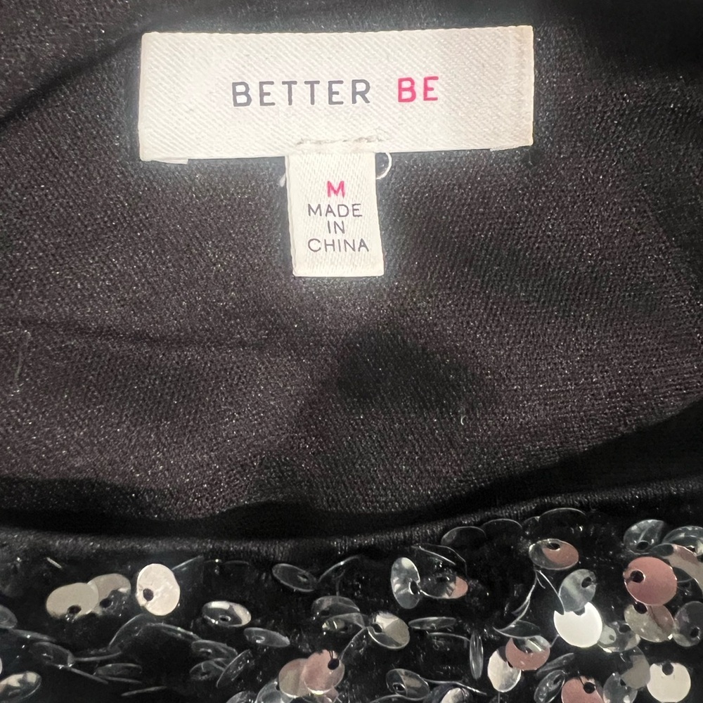 Better Be size M sequin midi dress with feather bottom. Black silver - Picture 4 of 4